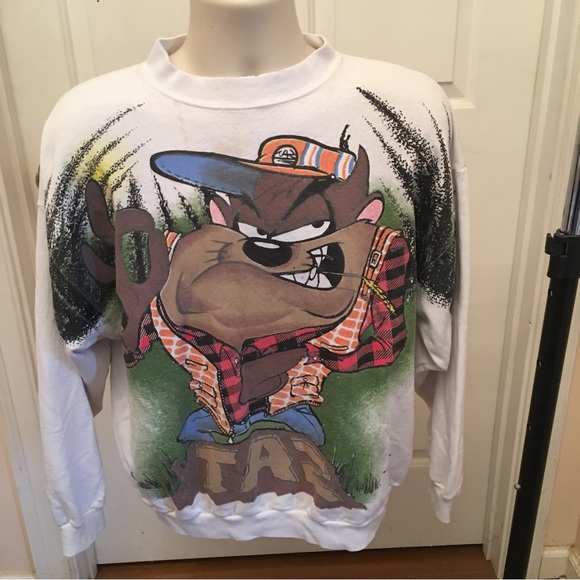 Vintage 1995 Warner Freeze TAZ ALL OVER PRINT Sweatshirt - Picture 15 of 15
